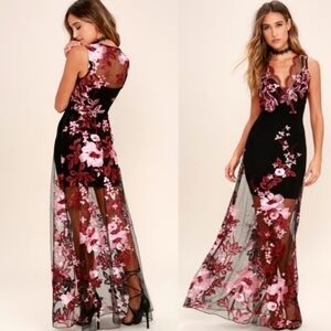 LULUS Work The Bloom Embroidered Maxi Dress xs
